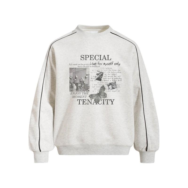 Mens Streetwear Graphic Print Crewneck Sweatshirt Loose Fit Casual Pullover