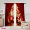 2pcs,2D plane printing Creative Curtains Santa and gifts Polyester Fabric (without rod) Art Deco Festive Use for Living Room,