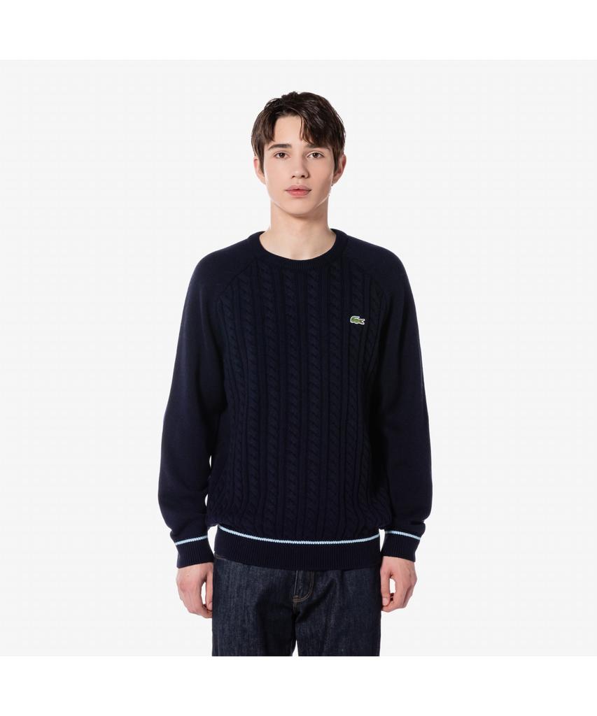Мужской вязаный свитер LACOSTE с косами, круглый вырез Ah806E-54N Hde