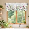 Весенняя Цветочная Занавеска-Ламбрекен Листья Цветы Оконный Ламбрекен Короткая Кухонная Занавеска-Ламбрекен с Карманчиком для Штанги для Ванной Комнаты Столовой