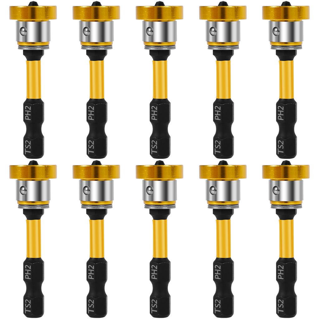 Набор магнитных бит для гипсокартона 50 мм 10 шт. с позиционирующим держателем для сверла и удлинителем для фиксации шурупов Инструменты