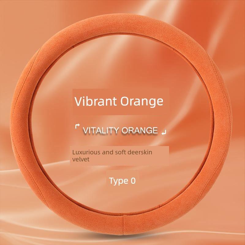 Suede Car Steering Wheel Cover, All-Season, Warm, Non-Slip, Sweat-Absorbent Handle Cover