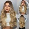 HAIRCUBE Белый Платиновый Смешанный Коричневый Синтетические Парики Длинные Волнистые Парики Из Натуральных Волос для Женщин Средняя Часть Ежедневные Термостойкие Парики