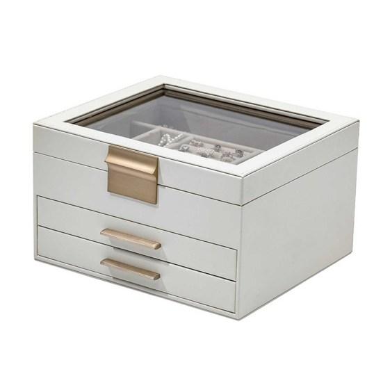 Коробка для хранения ювелирных изделий с несколькими отделениями и прозрачной крышкой. Вместительный органайзер для ювелирных изделий.