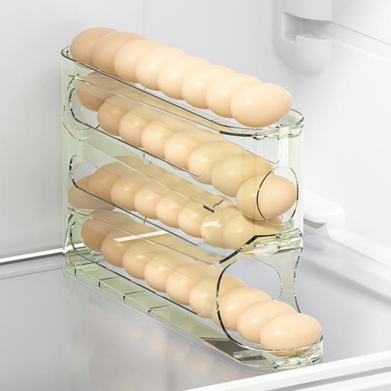 4-х уровневый держатель для яиц в холодильнике, автоматический дозатор для яиц для пищевых продуктов, большая емкость для хранения яиц в холодильнике