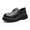 Big head leather shoes men's platform heightening British derby shoes dress block carved wedding groom shoes