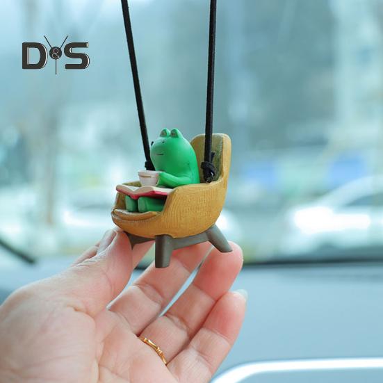 Подвесное украшение, очаровательное украшение в виде мультяшной лягушки со шнурком, легкое вешание, украшение для зеркала заднего вида, подвеска для салона автомобиля