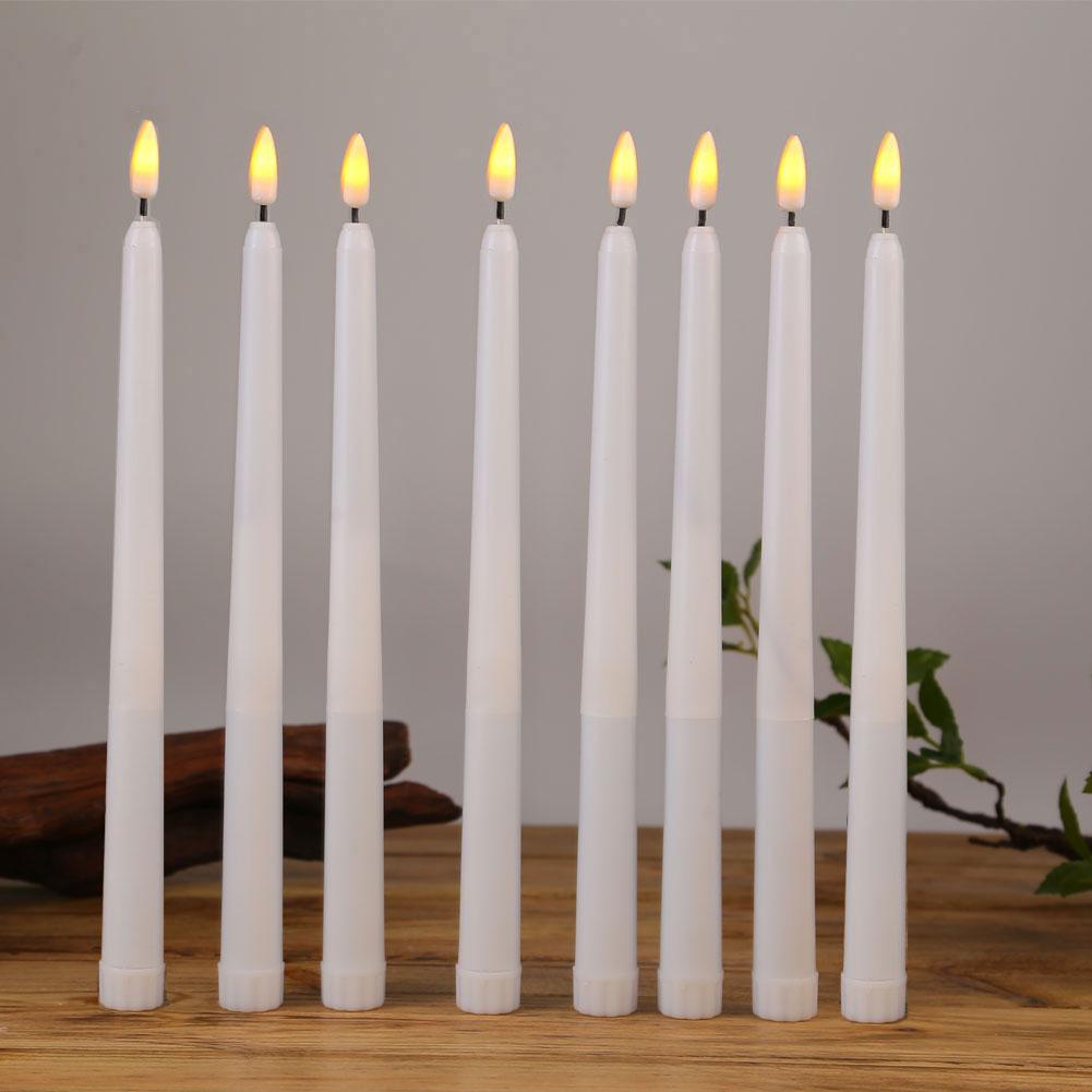 3/6/12 Pieces White Flameless Decorative Christmas Candles With Remote,Smokeless LED Taper Candles With Yellow/Warm White Light