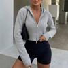 Женский вязаный кардиган с капюшоном и двойной молнией, короткий, повседневный, осенне-зимний свитер