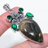 Natural Labradorite, Diopside 925 Sterling Silver Jewelry Pendant 2.56" u9G65