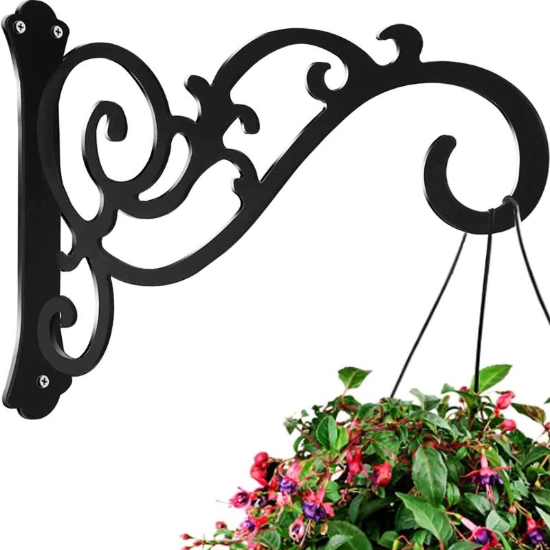 Garden Iron Hook Bracket Bird Pattern Metal Wall Mounted Flower Pot Basket for Outdoor Indoor Hanging Plant Supplies
