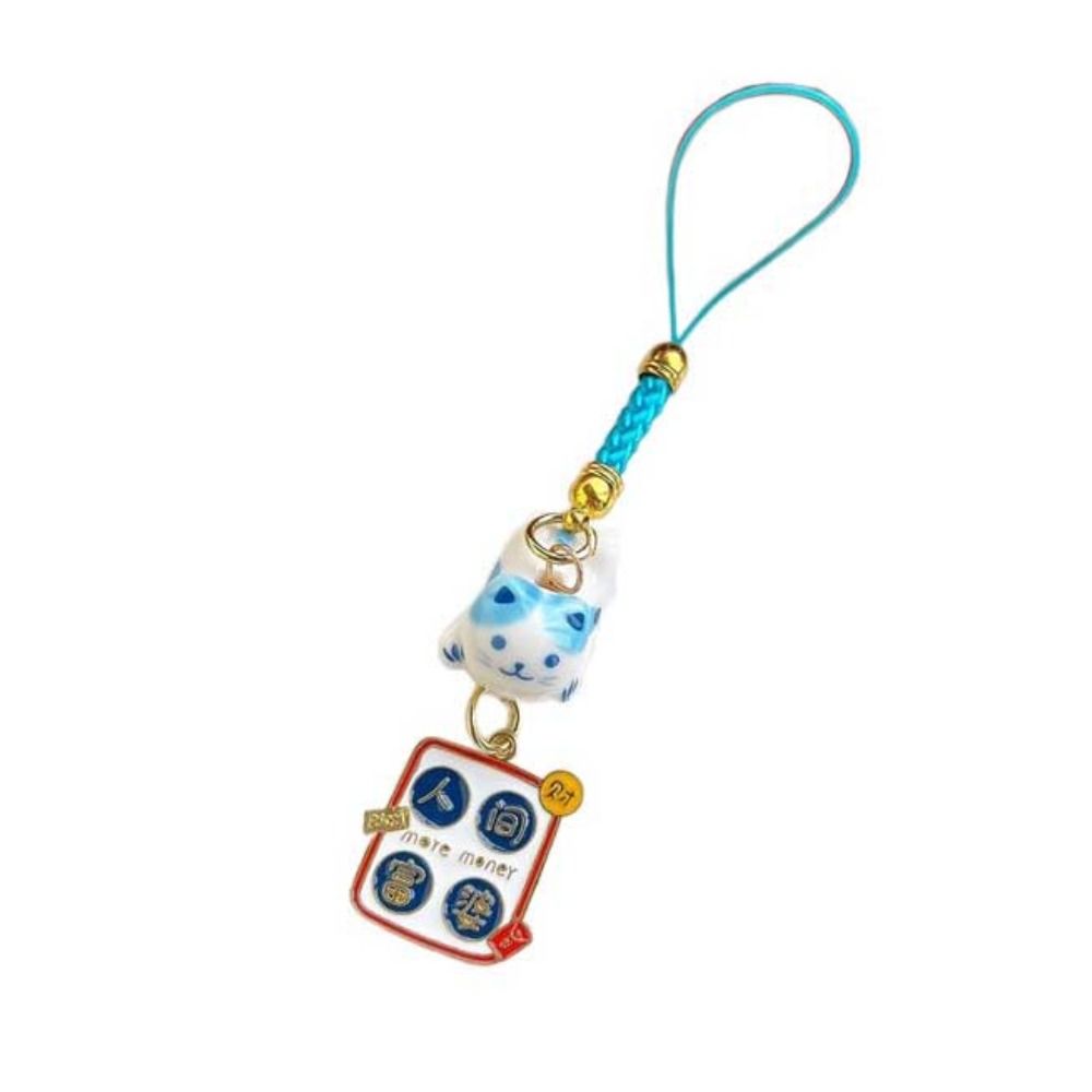 Chinese Style Lucky Cat Charms Phone Chain Anti-drop Fortune Kitten Keychain Hanging Lanyard Exquisite Accessories
