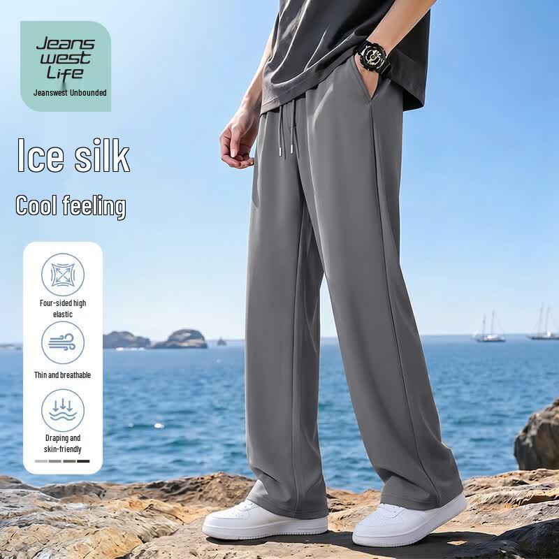 JEANSWEST LIFE Мужские повседневные прямые брюки из ледяного шелка