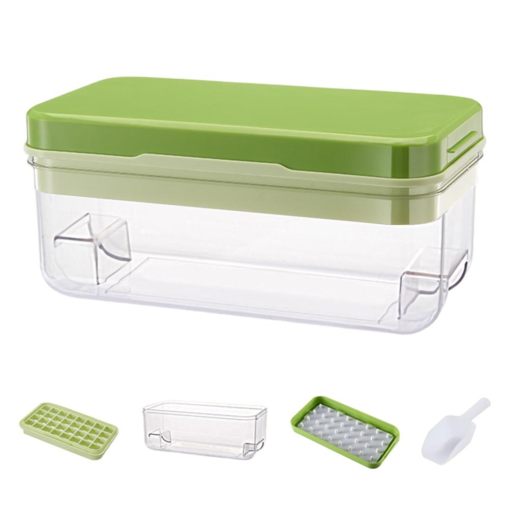 64 Nuggets Ice Cube Tray Easy Release Ice Maker With Lid Storage Bin Scoop Stackable 2-layer Ice Container For Cocktail Whisky Coffee