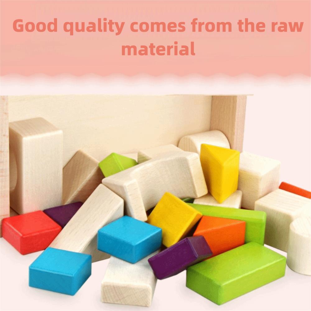 A Set Smooth Edges Wooden Block Set Safe Material Shape Recognition Toy Young Children
