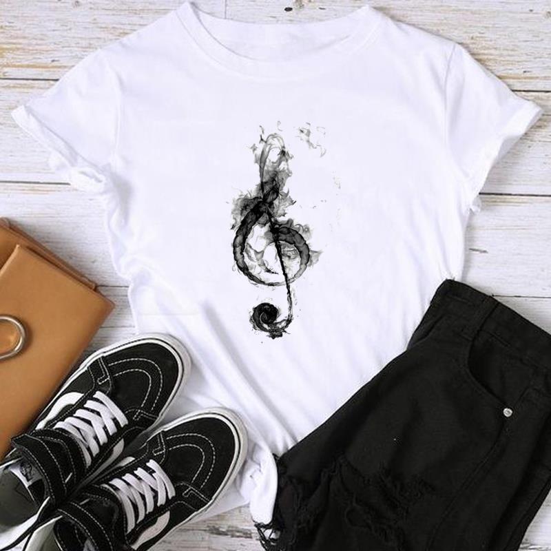 (Asian Size) Fashion Print Female Watercolor Love Heart Trend Cute Casual Women's Top Casual T Clothing Graphic Tee Short Sleeve T-shirt
