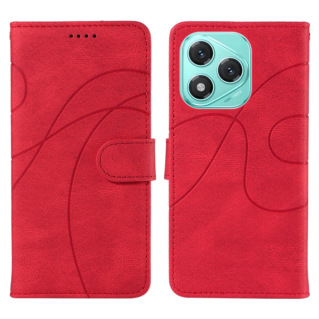 For Honor 400 Lite Wallet Case Leather Phone Cover Stand with Curved Line Design