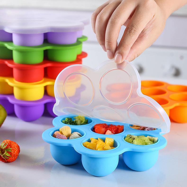 Силиконовая 7-цветная форма для мороженого, фруктовый кубик льда, запеченная еда, герметичная коробка для детского питания