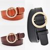 Innovative Non-hole Round Buckle Women's Imitation Leather Belt Student Versatile Jeans Skirt Belt