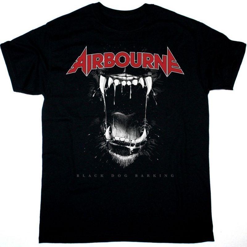 AIRBOURNE BLACK DOG BARKING Черная хлопковая унисекс футболка Репринт S-5XL US847 Унисекс футболка