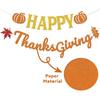 Happy Thanksgiving Banner - Happy Fall Thanksgiving Mantle Fireplace Decorations, Autumn Harvest Holiday Outdoor Home Office Classroom Hanging Decor