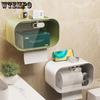 Bathroom Tissue Box Wall Mounted Non Perforated Waterproof Tissue Box Toilet Paper Box Transparent Household Toilet Paper Roll Holder