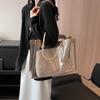 Personalized Transparent Bag Women's 2025 New Model, Large-capacity Shoulder Bag, Trendy Commuter PVC Portable Tote Bag