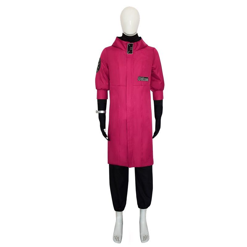 Red And Pink Stanbiet Cosplay Costume Set With Coat Pants Gloves Glasses And Wristbands