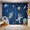 Cute Cartoon Space Astronaut Spaceship Printed Curtains Children's Favorite Room Window Decoration Curtains Can Be Customized