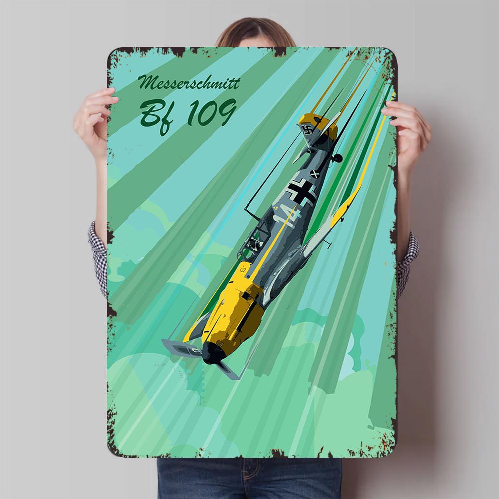Винтажный металлический настенный декор Messerschmitt Bf 109 на заказ, декор военного самолета времен Второй мировой войны для дома, офиса
