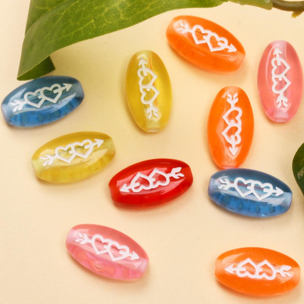 20 шт., 17,5*9,5 мм, одна стрела сквозь сердце, модные акриловые свободные бусины для изготовления ювелирных изделий, браслет, ожерелье, брелок, бисер, аксессуары ручной работы