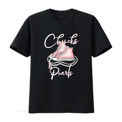 Chucks and Pearls T Shirt Vintage Washed Versatile Streetwear Unisex Designer Clothes