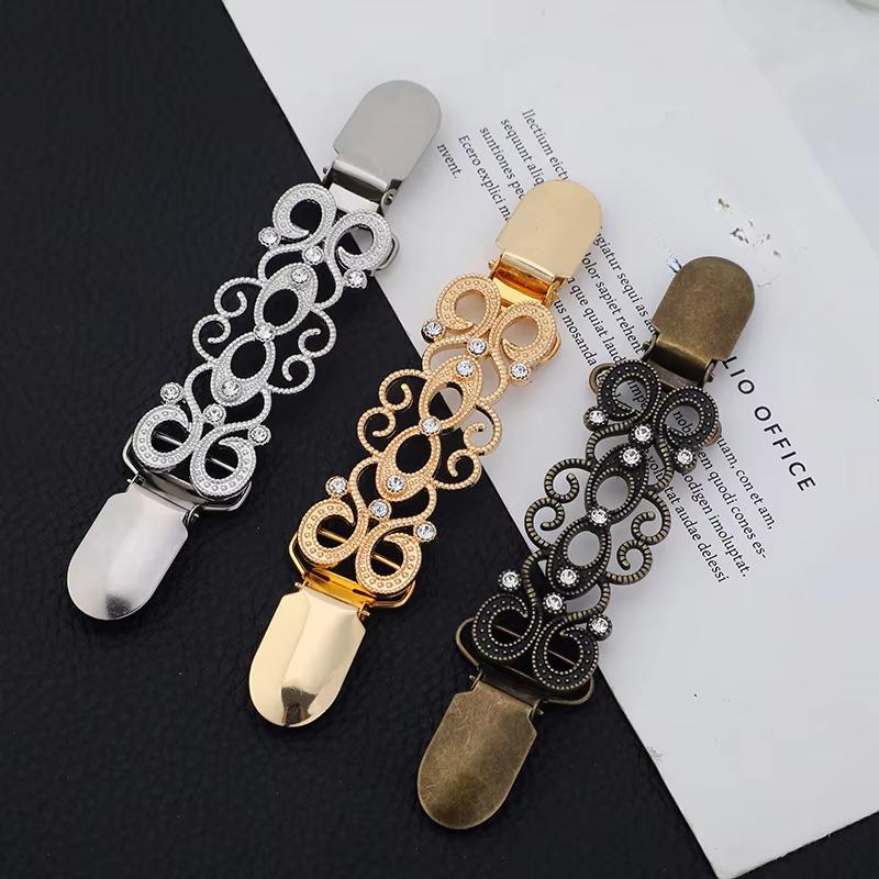 European Style Metal Clips for Clothing Classic Pattern Metal Retainer Clip Woman's Sweater Scarf Accessories