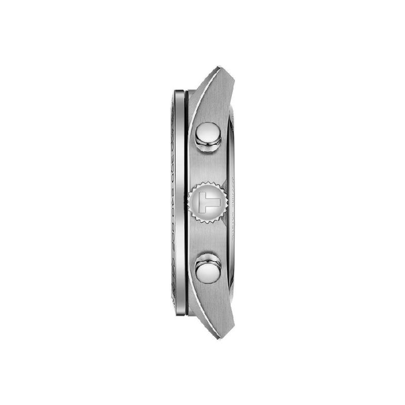 Tissot Классические мужские часы с хронографом – Tissot PRS 516, Swiss-Made, 45 мм, нержавеющая сталь, синий циферблат с гильошированием «солнечные лучи», серебристые T131.617.11.042.00