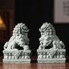 Chinese Green Sandstone & White Marble Lion Ornaments for Fish Tank Decoration