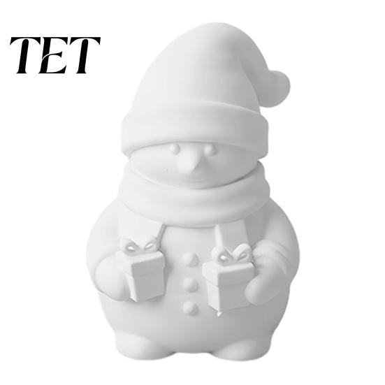 Desktop Christmas Figurines 3D Printed Snowman Figurine Holding Gift Boxes, DIY Paintable Miniature Decorative Ornament, Cute Winter Decor, Kids Arts