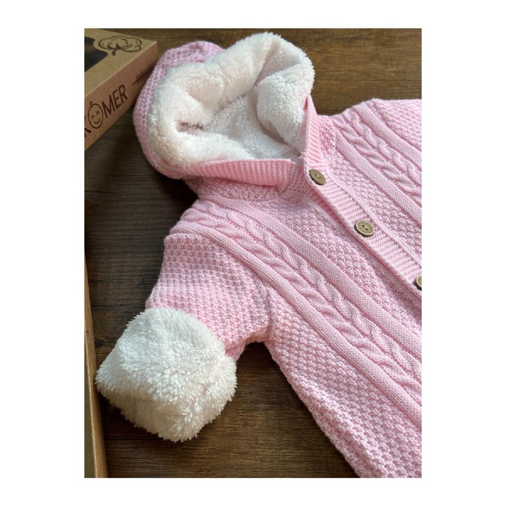 Трикотаж Комбинезон для новорожденных с овечьей шерстью внутри, очень мягкий узор для вязания волос