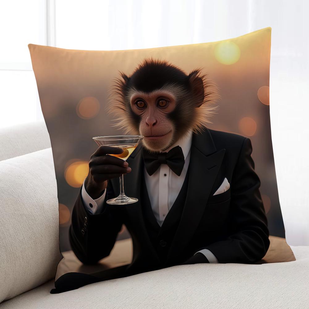 Funny Gentleman Monkey cushion cover Home Bedding Sofa living Room pillowcase Simple Soft Skin Cushion Cover Party Gift