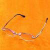 Rectangle Purple Frame Rimless Light Spectacles Multi-coated Purple Lenses Fashion Reading Glasses +0.75 To +4