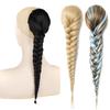 Jeedou Ponytails Hair Braided Plaited Fishtail Fishbone Drawstring Ponytail Extension Rainbow Colorful Chignon Hairpiece
