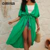 Plus Size Women's Beach Cover-Ups Bohemian Long Dress Holiday Sun Shirt Cardigan Beach Scarf