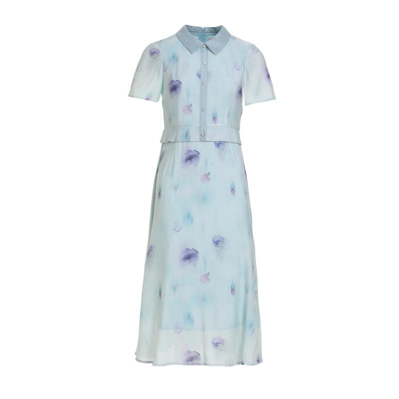 Retro elegant Chinese style ink printed dress for women's summer commuting versatile slimming dress