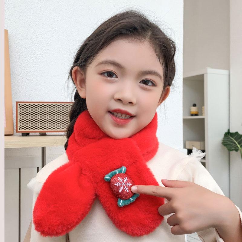 Children's Cute Cartoon Plush Neck Gaiter - Imitation Rabbit Fur, Warm and Versatile for Autumn and Winter