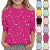 Топы с принтом для девочек 5-16 лет с круглым вырезом и рукавами 3/4 Футболки Модные топы Наряды Футболки