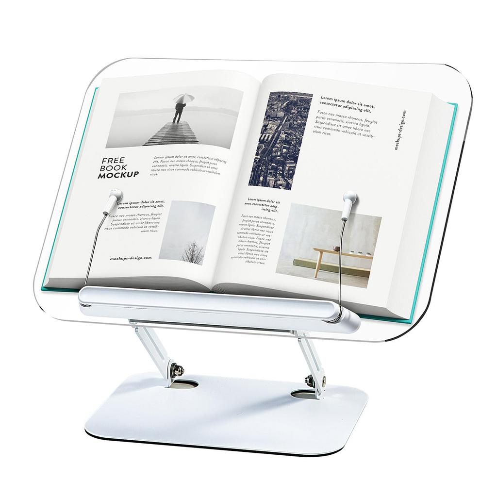 Portable Book Stand Free Angle Adjustable Book Holder for Thick Textbook Collapsible Acrylic Book Rest Desktop Riser Stand