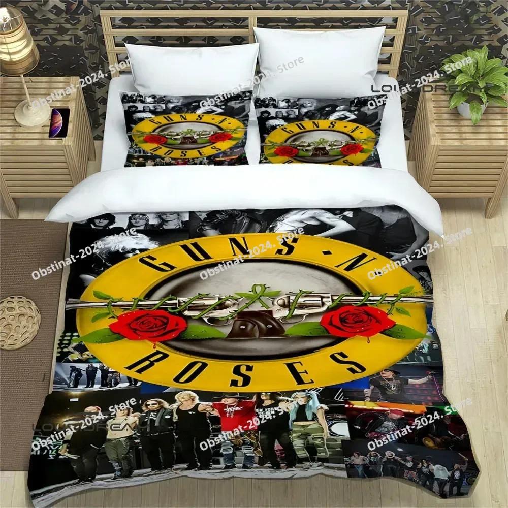Постельное белье с принтом Guns n'roses в ретро-стиле, комплект с наволочкой, пододеяльник, мягкое, размер Single, Double, Queen, Super King, роскошный подарок
