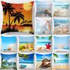 Beach Starfish Spray Coconut Tree Style Free Print Pillow Case Home Decoration Car Sofa 40x40 Cm Polyester Pillow Case