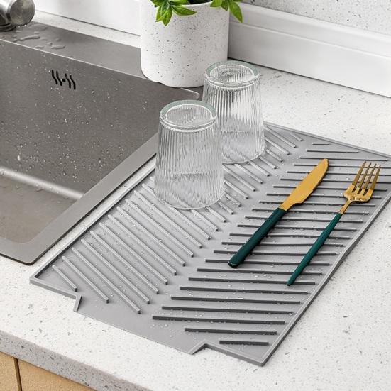 Силиконовый коврик для слива воды для кухонной стойки, нескользящий, термостойкий, сушильный коврик