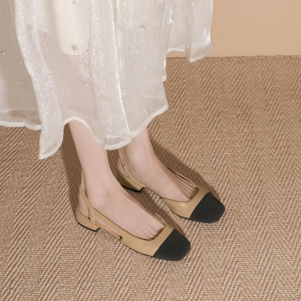 2025 Autumn New French Style Not Tired Feet Single Shoes Small Fragrant Style Color Matching Bag Head Sandals Women's Fashion Temperament Women's Sh