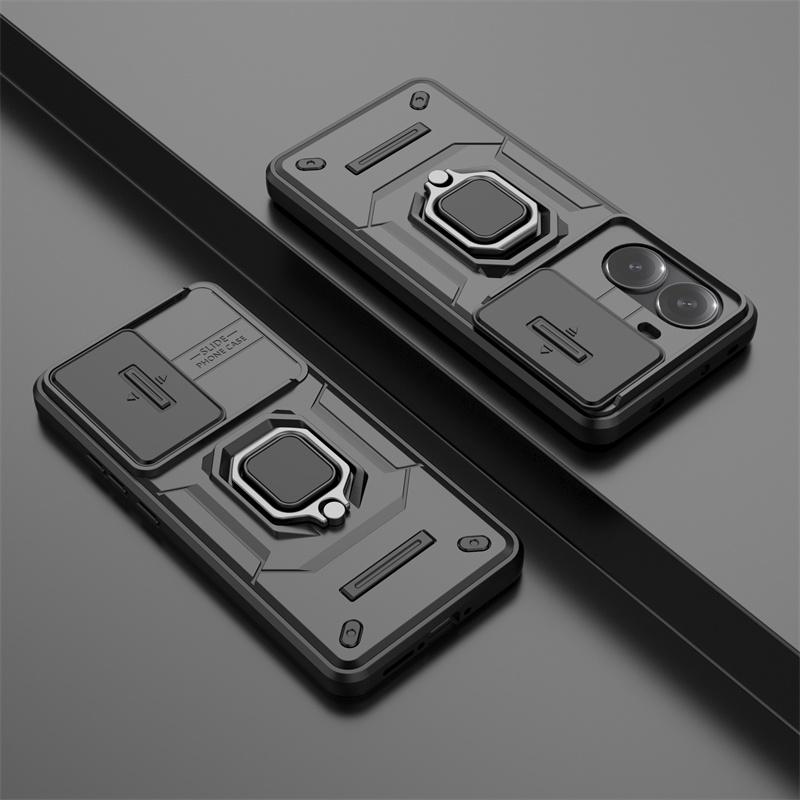Прочный чехол-броня из ПК+ТПУ с магнитной кольцевой подставкой для Xiaomi Poco X8 Pro Max X7 F8 Ultra F7 M8 M7 Pro Сдвижная крышка окна камеры